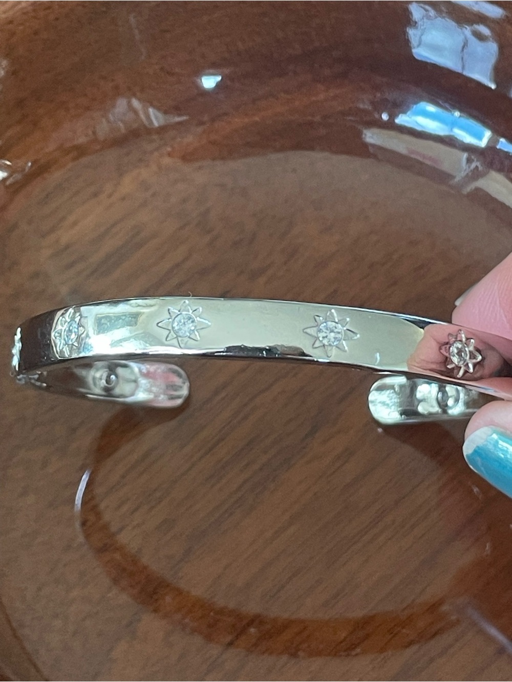 Silver Plated Starburst Crystal Cuff Bracelet